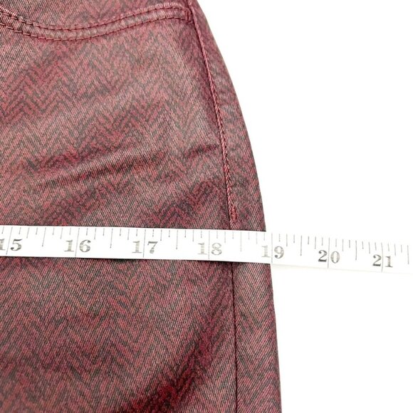 Lafayette 148 Coated Jeans Womens 6 Burgundy Mid Rise Straight Herringbone Print - Picture 8 of 13